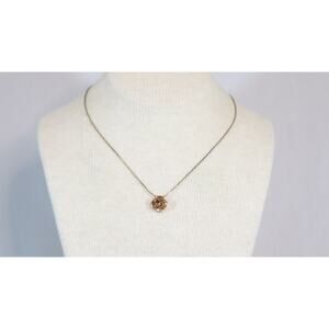 Flower Pendant Necklace Dainty Gold Tone Chain